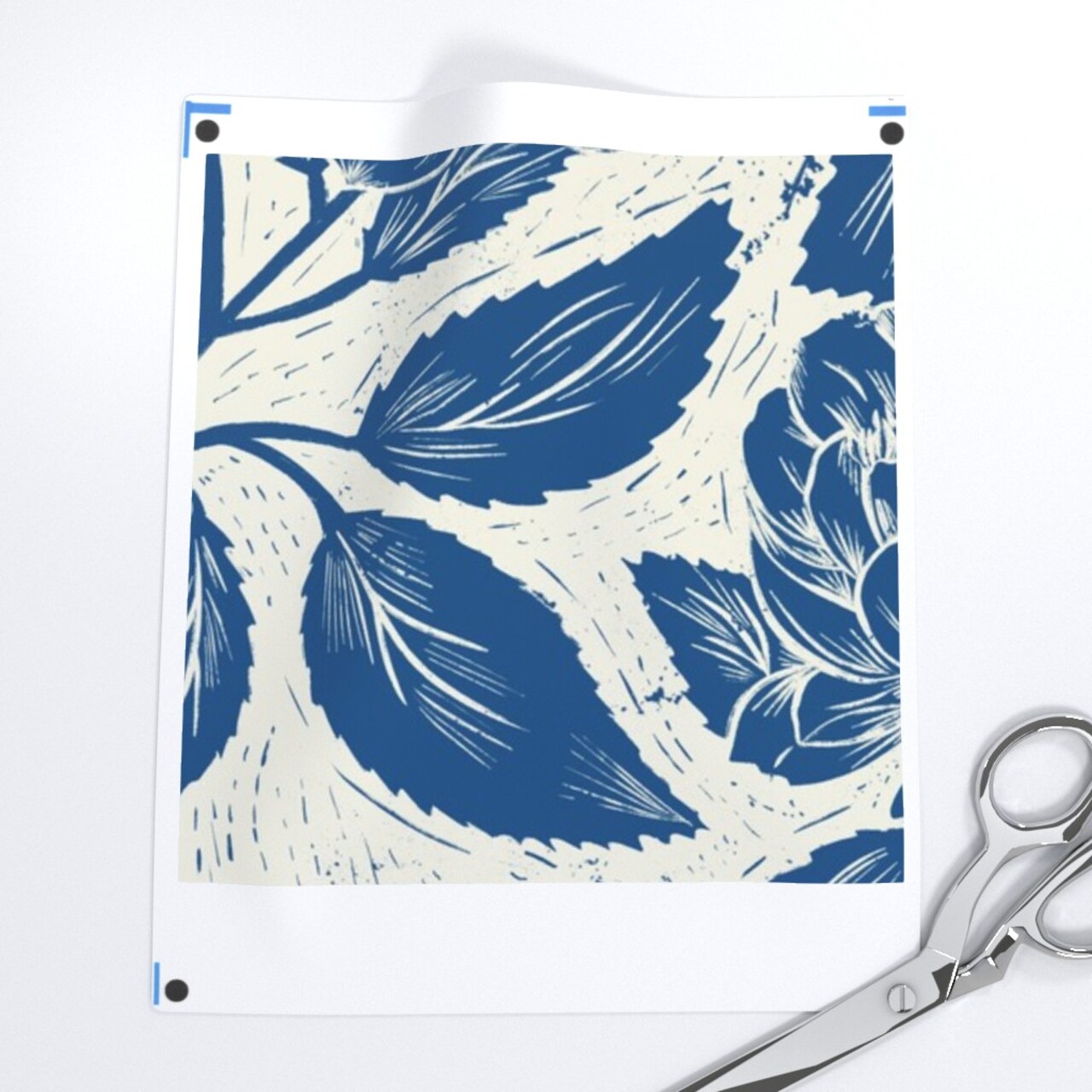 Blue Block Print Butterflies Flowers Traditional Botanical Toile Peonies Cottagecore Custom Printed Fabric by Spoonflower Various Fabrics by the Yard or Fat Quarter
